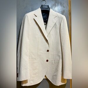 Pristine Seersucker Jacket with cream and white stripes